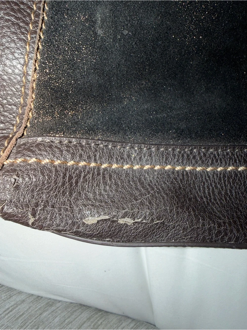 The Sak Colorblock Leather Suede Hobo Crossbody Bag Brown Black Boho Bag
